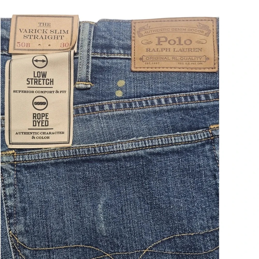 NWT Polo Ralph Lauren Varick Slim Straight Paint Splatter Jeans 50x30 XL